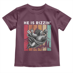 He Is Rizzin Toddler T Shirt Funny Christian Football Lover Gift TS12 Maroon Print Your Wear