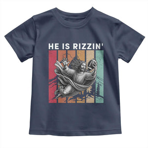 He Is Rizzin Toddler T Shirt Funny Christian Football Lover Gift TS12 Navy Print Your Wear