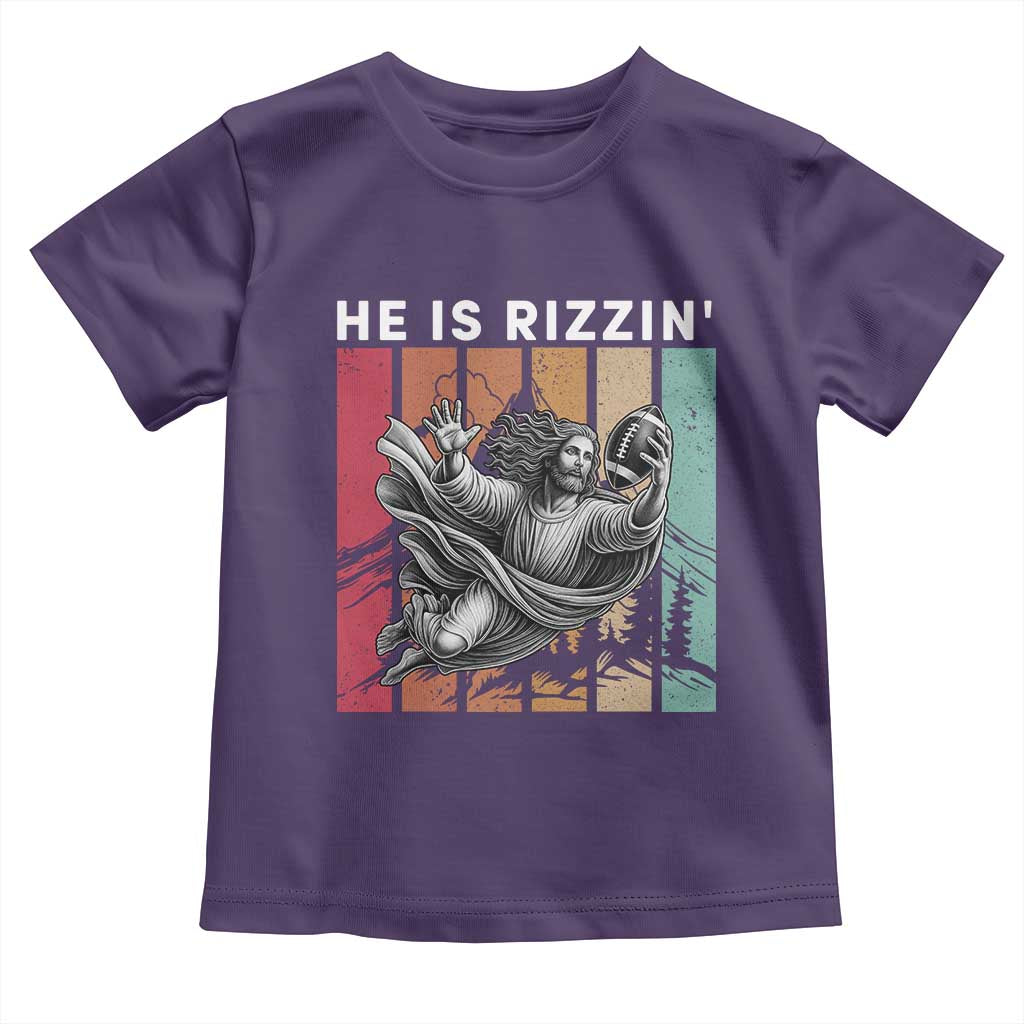 He Is Rizzin Toddler T Shirt Funny Christian Football Lover Gift TS12 Purple Print Your Wear