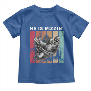 He Is Rizzin Toddler T Shirt Funny Christian Football Lover Gift TS12 Royal Blue Print Your Wear
