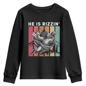 He Is Rizzin Youth Sweatshirt Funny Christian Football Lover Gift TS12 Black Print Your Wear