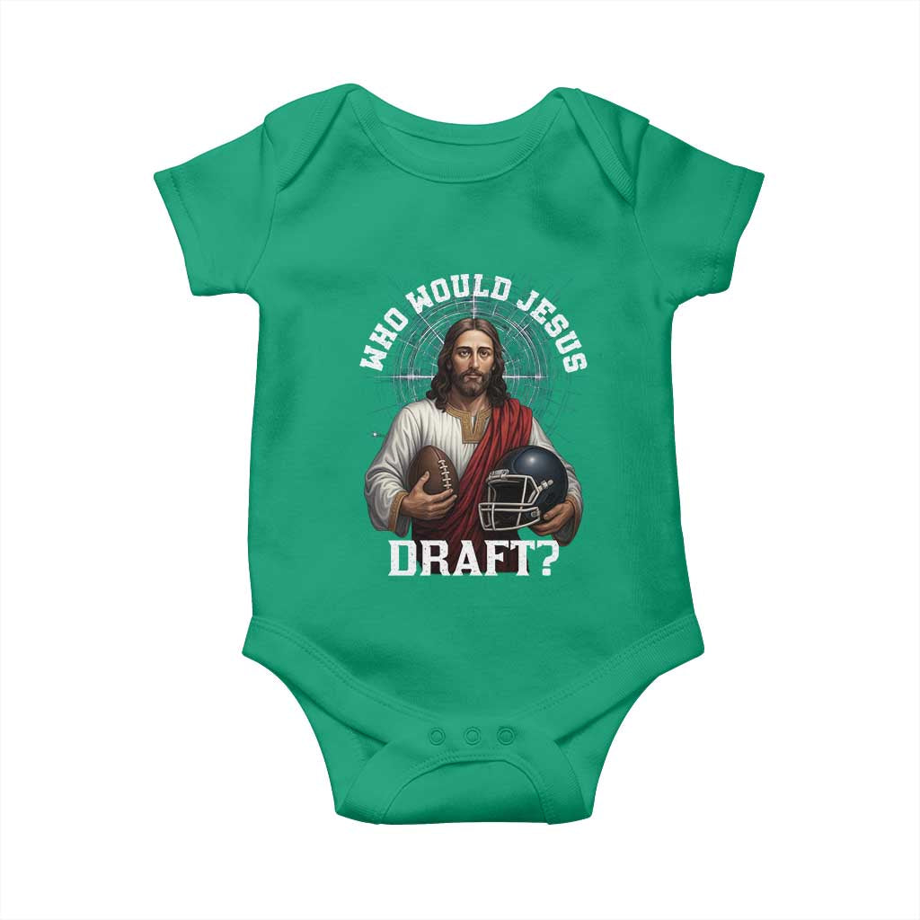 Christian Football Gift Baby Onesie Who Would Jesus Draft TS12 Irish Green Print Your Wear