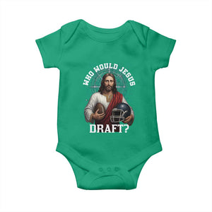 Christian Football Gift Baby Onesie Who Would Jesus Draft TS12 Irish Green Print Your Wear