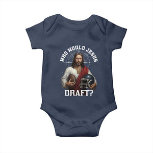 Christian Football Gift Baby Onesie Who Would Jesus Draft TS12 Navy Print Your Wear