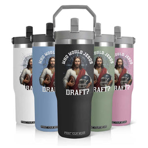 Christian Football Gift Flip Straw Tumbler Who Would Jesus Draft TS12 Print Your Wear