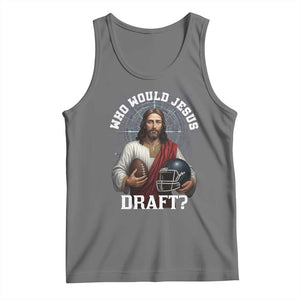 Christian Football Gift Tank Top Who Would Jesus Draft TS12 Black Heather Print Your Wear