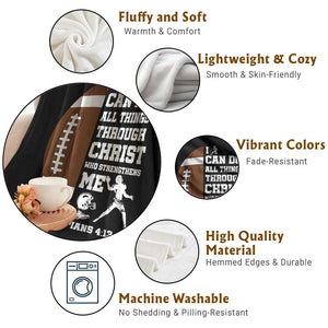 Christian Football Throw Blanket I Can Do All Things Through Christ Bible Verse TS12 Print Your Wear
