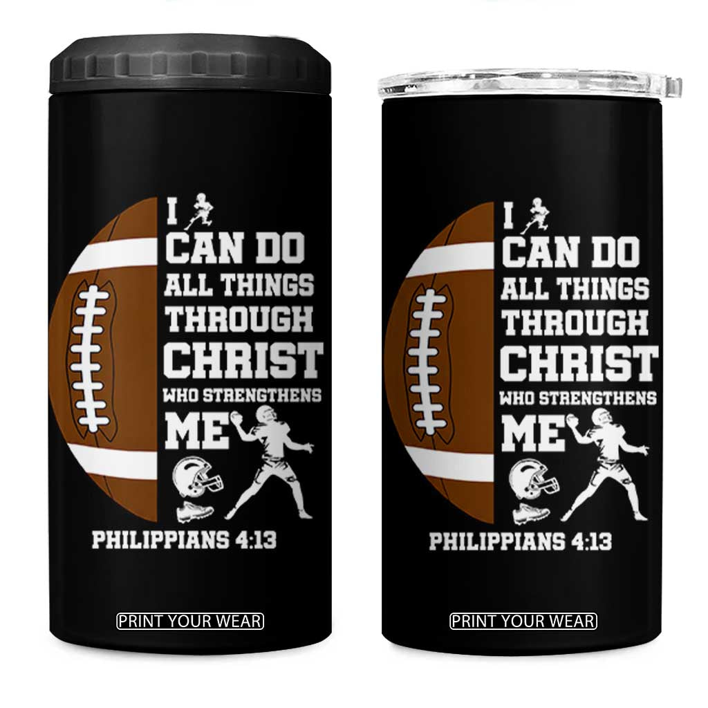Christian Football 4 in 1 Can Cooler Tumbler I Can Do All Things Through Christ Bible Verse TS12 One Size: 16 oz Black Print Your Wear