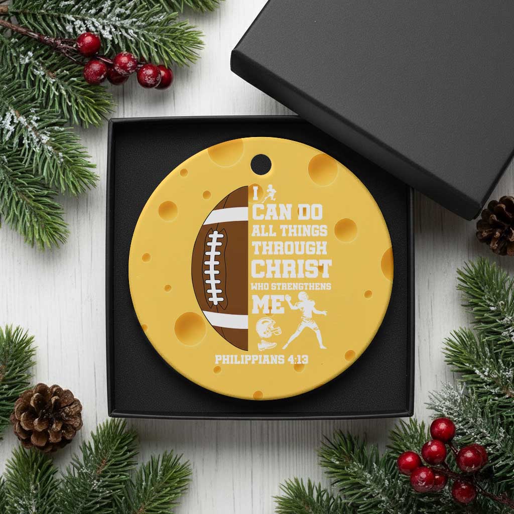 Christian Football Ceramic Ornament I Can Do All Things Through Christ Bible Verse TS12 1pc Yellow Cheese Print Your Wear