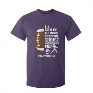 Christian Football T Shirt For Kid I Can Do All Things Through Christ Bible Verse TS12 Purple Print Your Wear