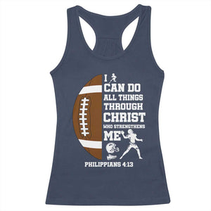 Christian Football Racerback Tank Top I Can Do All Things Through Christ Bible Verse TS12 Navy Print Your Wear