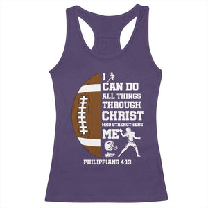 Christian Football Racerback Tank Top I Can Do All Things Through Christ Bible Verse TS12 Purple Print Your Wear