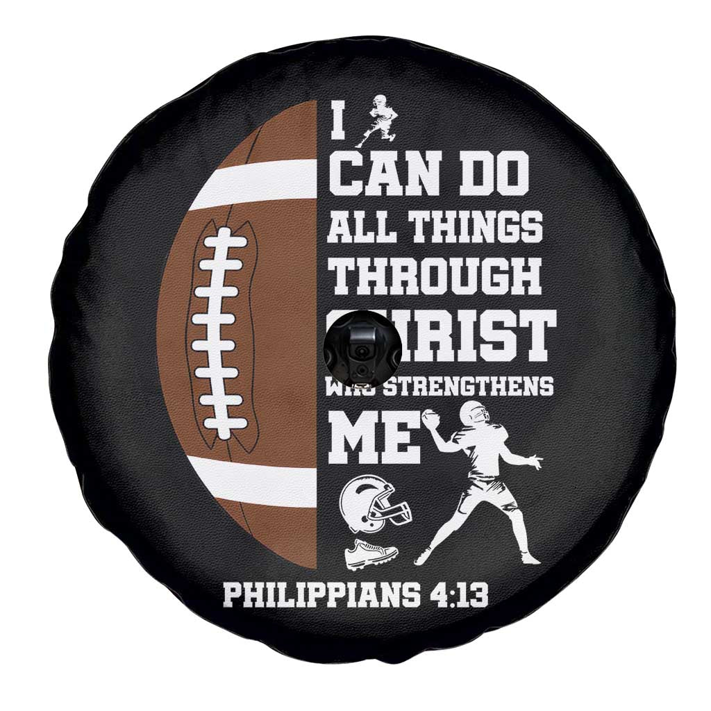 Christian Football Spare Tire Cover I Can Do All Things Through Christ Bible Verse TS12 Print Your Wear