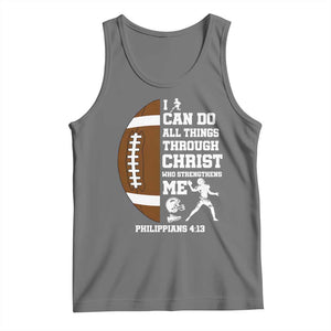 Christian Football Tank Top I Can Do All Things Through Christ Bible Verse TS12 Black Heather Print Your Wear