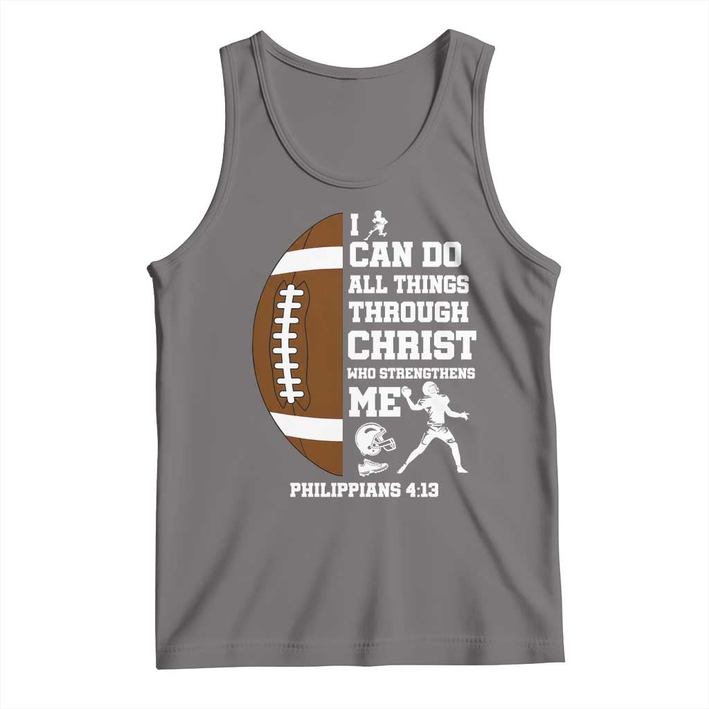 Christian Football Tank Top I Can Do All Things Through Christ Bible Verse TS12 Deep Heather Print Your Wear