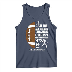 Christian Football Tank Top I Can Do All Things Through Christ Bible Verse TS12 Navy Print Your Wear