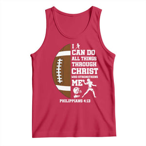 Christian Football Tank Top I Can Do All Things Through Christ Bible Verse TS12 Red Print Your Wear