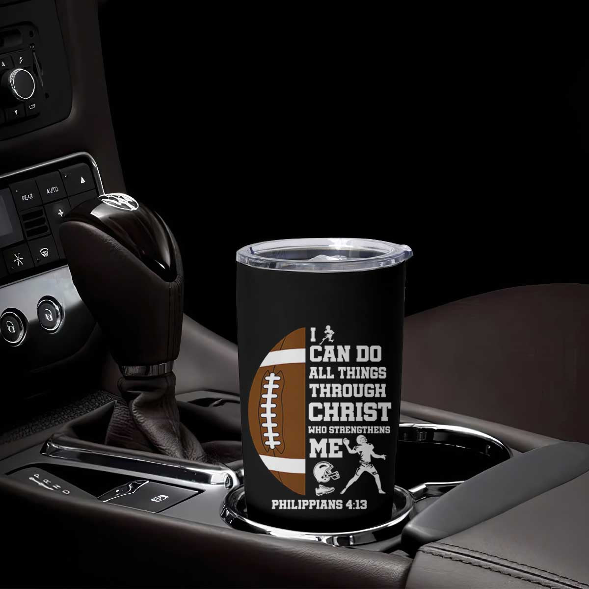 Christian Football Tumbler Cup I Can Do All Things Through Christ Bible Verse TS12 Print Your Wear