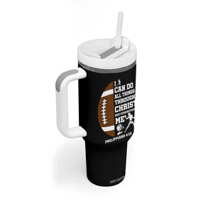 Christian Football Tumbler With Handle I Can Do All Things Through Christ Bible Verse TS12 Print Your Wear