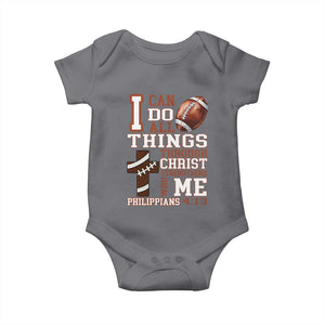 I Can Do All Things Through Christ Baby Onesie Christian Football Athlete Gift TS12 Charcoal Print Your Wear