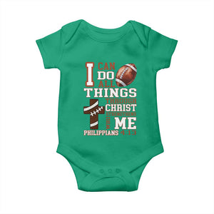 I Can Do All Things Through Christ Baby Onesie Christian Football Athlete Gift TS12 Irish Green Print Your Wear
