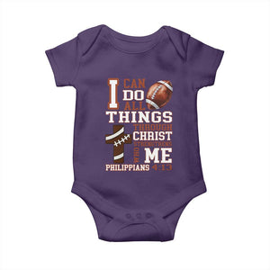 I Can Do All Things Through Christ Baby Onesie Christian Football Athlete Gift TS12 Purple Print Your Wear