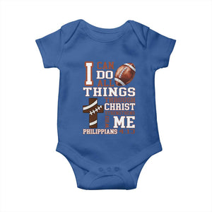 I Can Do All Things Through Christ Baby Onesie Christian Football Athlete Gift TS12 Royal Blue Print Your Wear