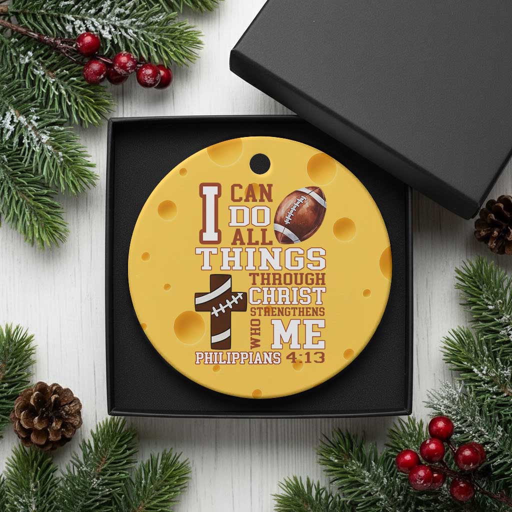 I Can Do All Things Through Christ Ceramic Ornament Christian Football Athlete Gift TS12 1pc Yellow Cheese Print Your Wear