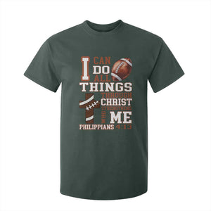 I Can Do All Things Through Christ T Shirt For Kid Christian Football Athlete Gift TS12 Dark Forest Green Print Your Wear