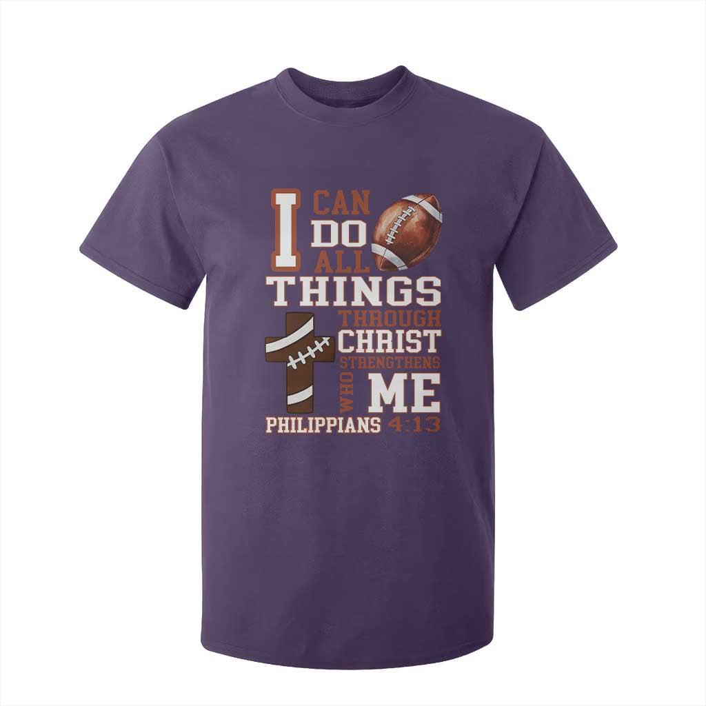I Can Do All Things Through Christ T Shirt For Kid Christian Football Athlete Gift TS12 Purple Print Your Wear