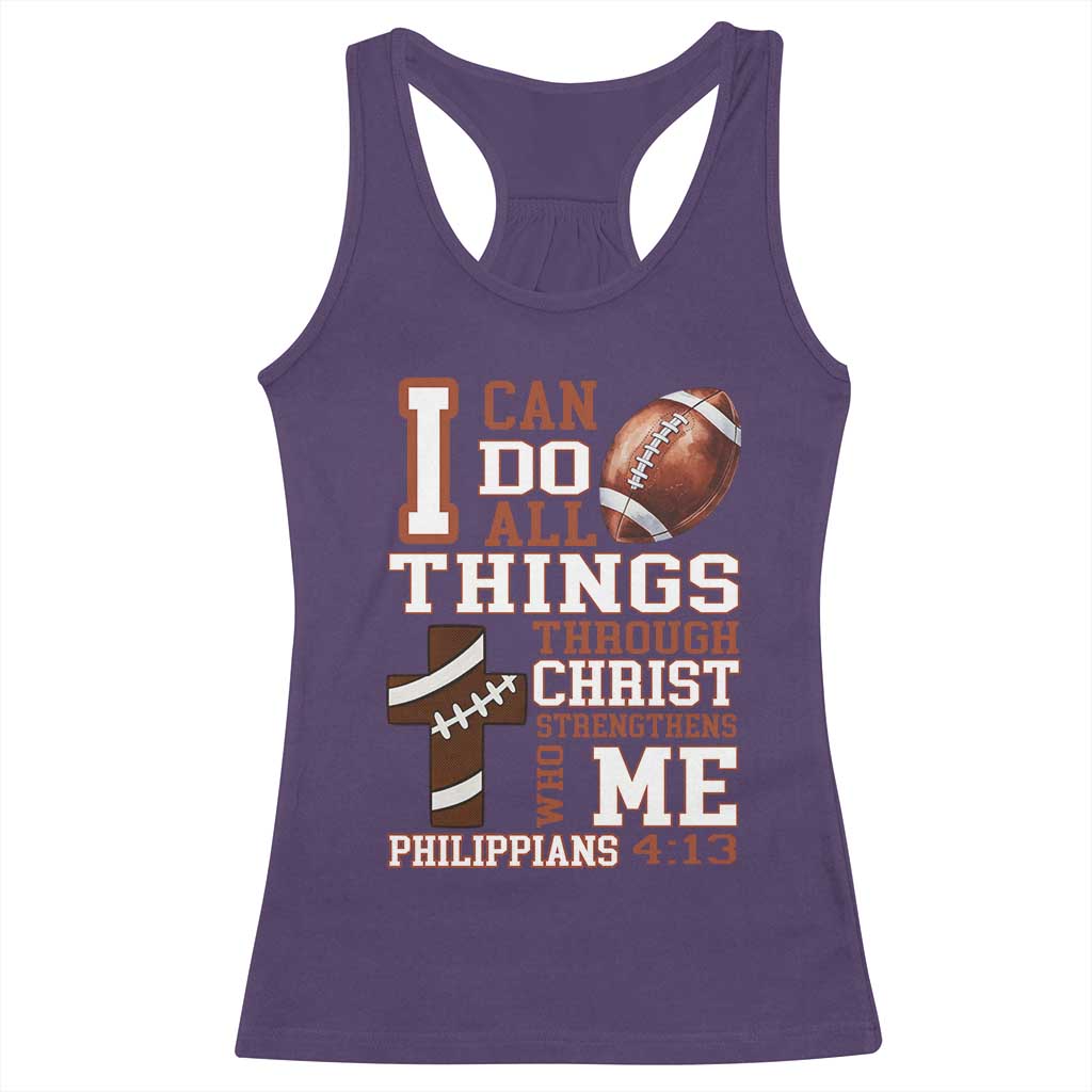I Can Do All Things Through Christ Racerback Tank Top Christian Football Athlete Gift TS12 Purple Print Your Wear