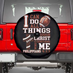 I Can Do All Things Through Christ Spare Tire Cover Christian Football Athlete Gift TS12 Black Print Your Wear