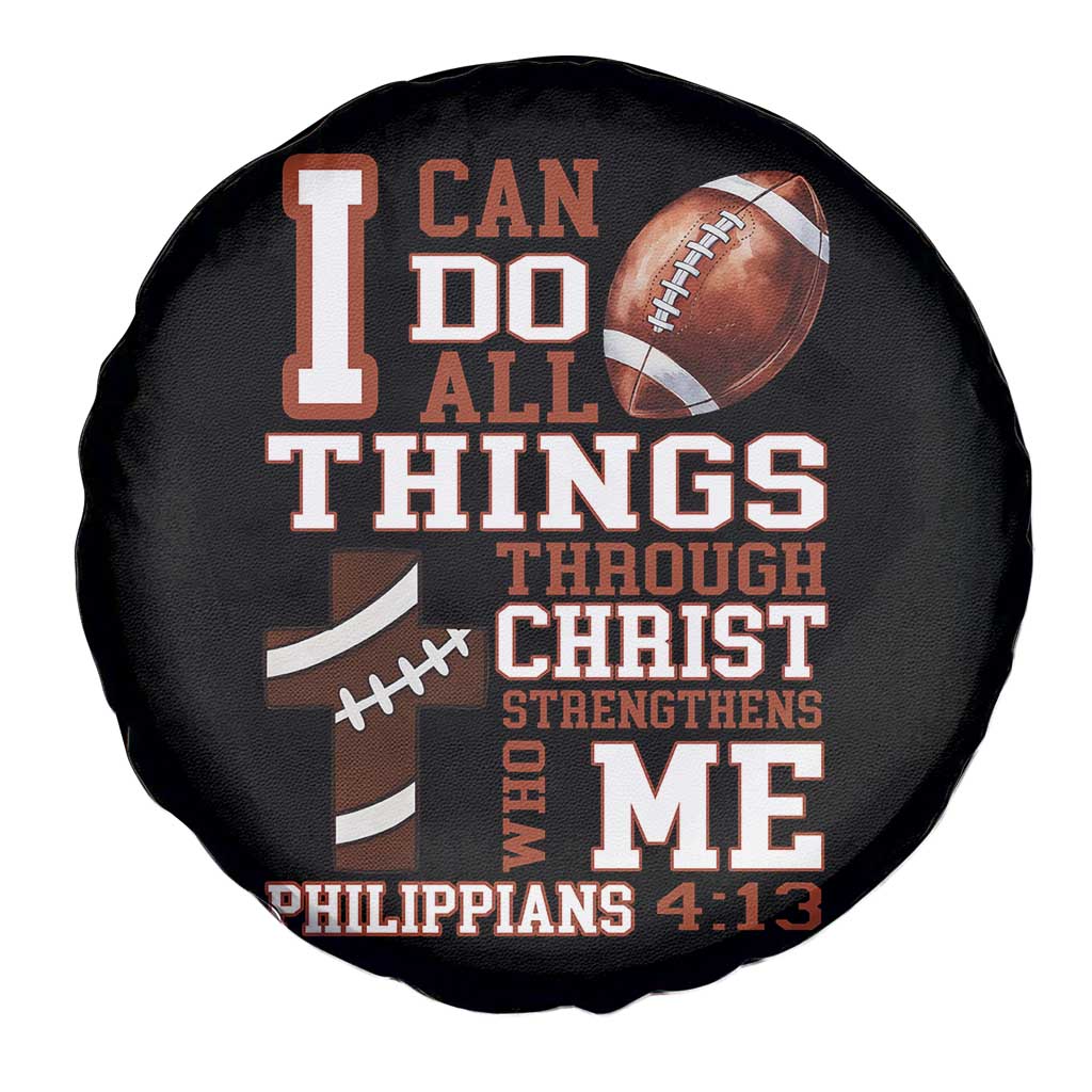 I Can Do All Things Through Christ Spare Tire Cover Christian Football Athlete Gift TS12 Print Your Wear