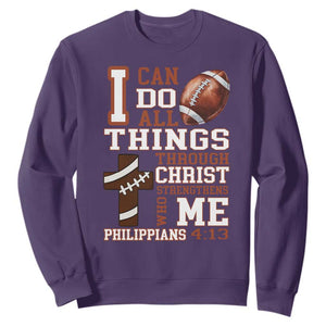 I Can Do All Things Through Christ Sweatshirt Christian Football Athlete Gift TS12 Purple Print Your Wear