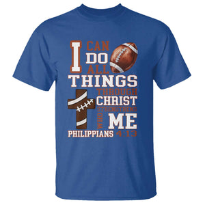 I Can Do All Things Through Christ T Shirt Christian Football Athlete Gift TS12 Royal Blue Print Your Wear