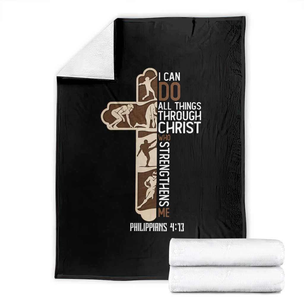 Christian Football Player Gift Throw Blanket God Gives Me Strength TS12 Black Print Your Wear