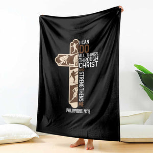 Christian Football Player Gift Throw Blanket God Gives Me Strength TS12 Print Your Wear