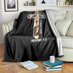 Christian Football Player Gift Throw Blanket God Gives Me Strength TS12 Print Your Wear