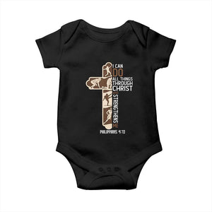 Christian Football Player Gift Baby Onesie God Gives Me Strength TS12 Black Print Your Wear