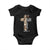 Christian Football Player Gift Baby Onesie God Gives Me Strength TS12 Black Print Your Wear