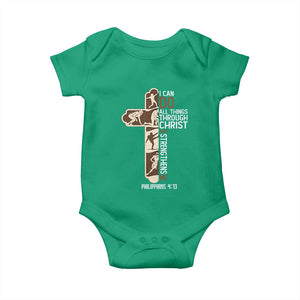 Christian Football Player Gift Baby Onesie God Gives Me Strength TS12 Irish Green Print Your Wear
