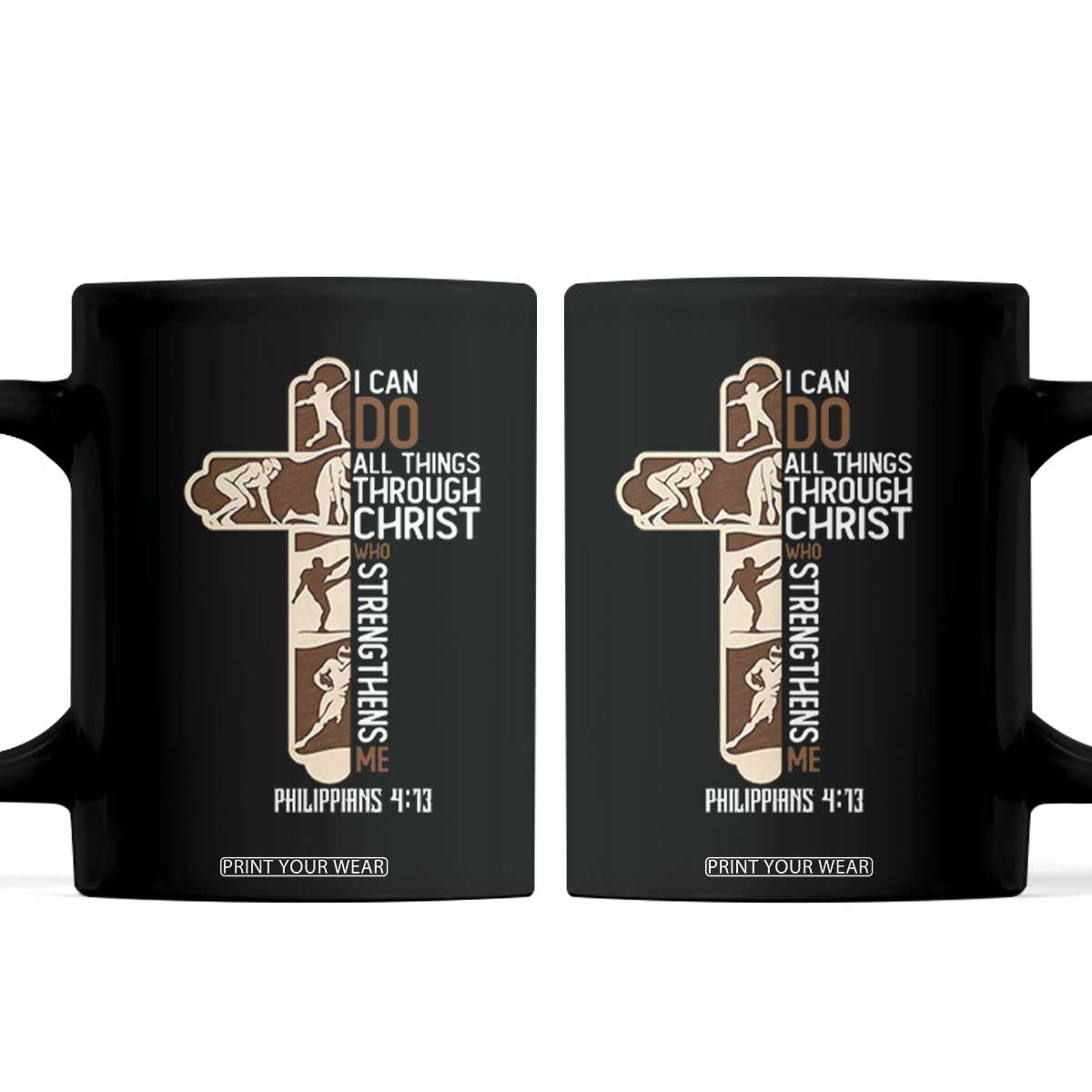 Christian Football Player Gift Coffee Mug God Gives Me Strength TS12 Black Print Your Wear