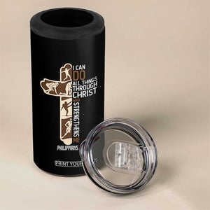 Christian Football Player Gift 4 in 1 Can Cooler Tumbler God Gives Me Strength TS12 Print Your Wear