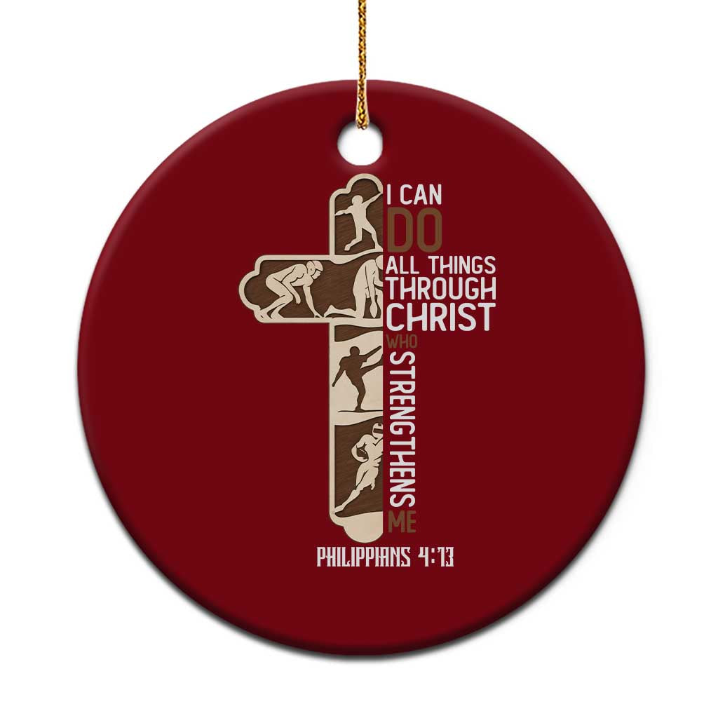 Christian Football Player Gift Ceramic Ornament God Gives Me Strength TS12 1pc Red Print Your Wear