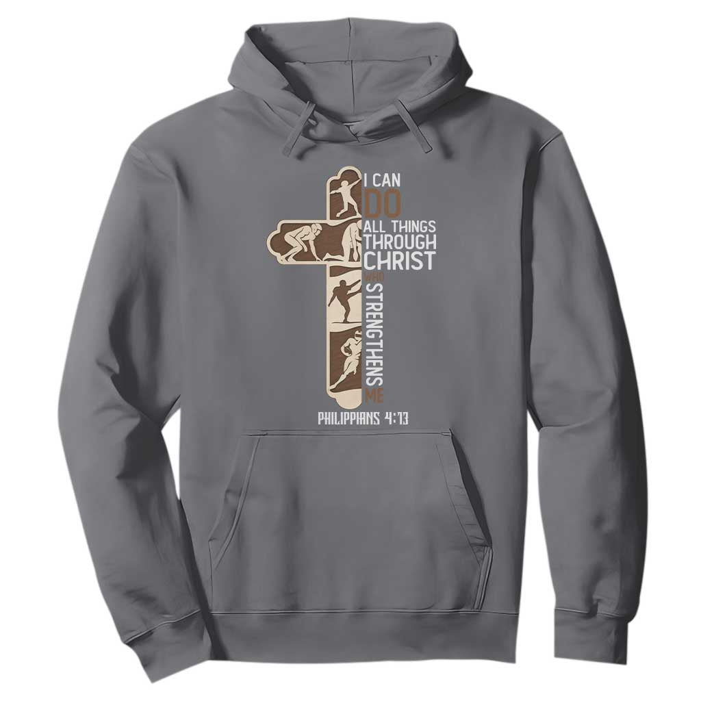 Christian Football Player Gift Hoodie God Gives Me Strength TS12 Charcoal Print Your Wear