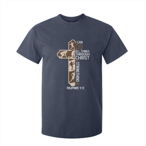 Christian Football Player Gift T Shirt For Kid God Gives Me Strength TS12 Navy Print Your Wear