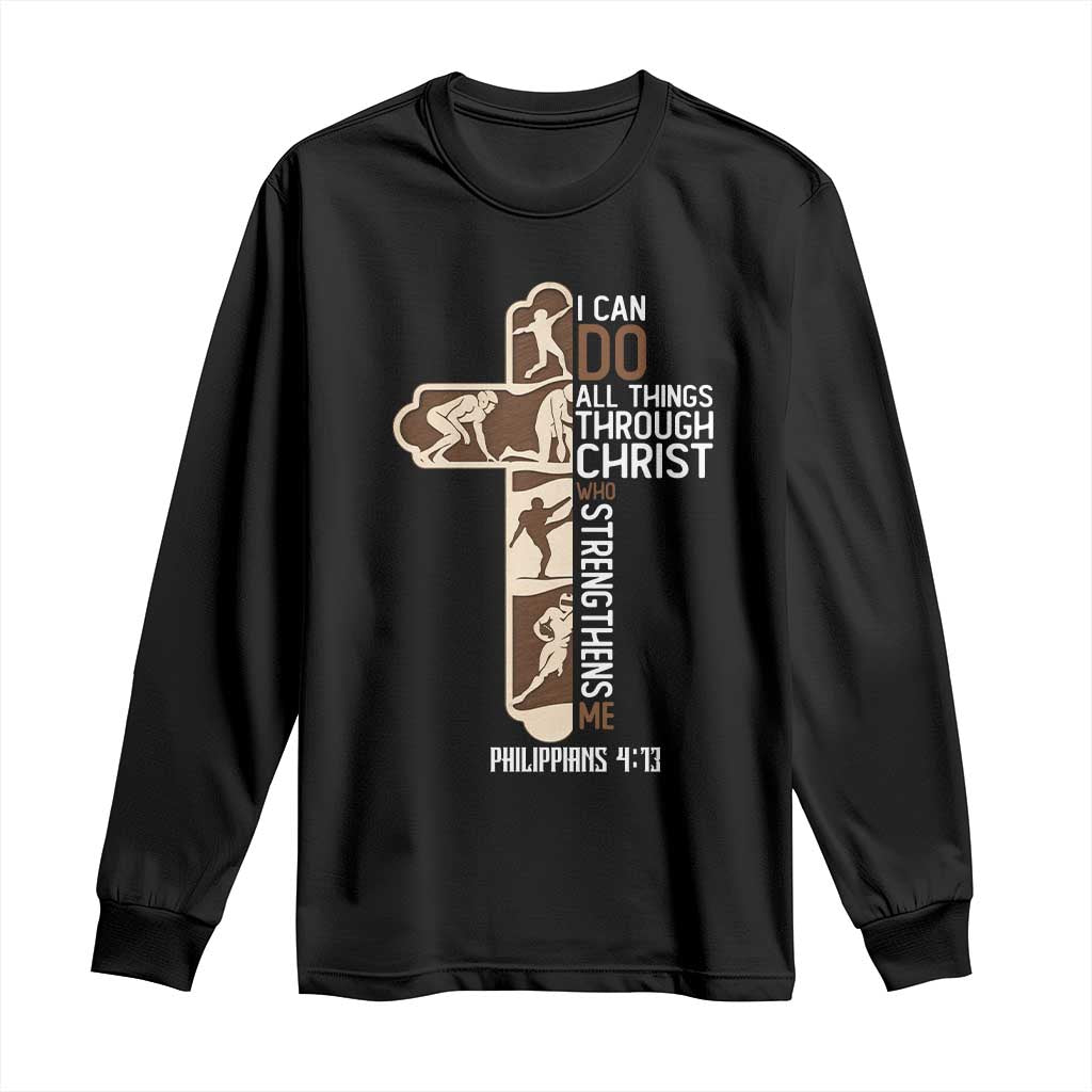 Christian Football Player Gift Long Sleeve Shirt God Gives Me Strength - Print Your Wear