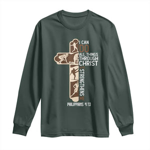 Christian Football Player Gift Long Sleeve Shirt God Gives Me Strength TS12 Dark Forest Green Print Your Wear