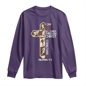 Christian Football Player Gift Long Sleeve Shirt God Gives Me Strength TS12 Purple Print Your Wear