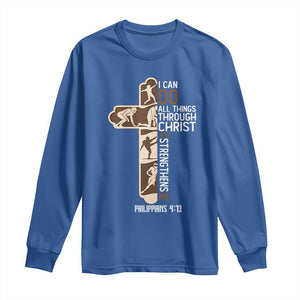 Christian Football Player Gift Long Sleeve Shirt God Gives Me Strength TS12 Royal Blue Print Your Wear